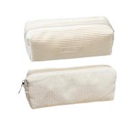 2 Stück Weiße Schreibwarentaschen, Cord-Bleistifttaschen, Einfache Retro-Briefpapiertaschen, Bleistifttaschen Mit Großem Fassungsvermögen, Bleistifttaschen Für Mädchen