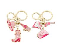 2 Stück Western Denim Schlüsselanhänger, Kreativer Taschenanhänger, Modedekoration, Exquisites Geburtstagsgeschenk (Pink).