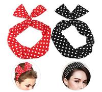 2 Stück Women Chiffon Head Wrap Polka Dot Kopftuch Paisley Stirnbänder Cross Elastic Stretch Dot Hairband für Mädchen und Damen