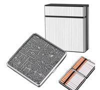 2 Stück Zigarettenetui Leder Metall, Groß/Klein Cigarette Case, Tragbar Damen Herren Zigarettenschachtel, Zigarettenschachtel für 20 und 40 Zigaretten, Zigarettencase mit Schnappverschluss (B)