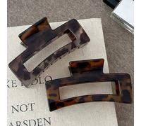 2 Stücke/1 Stück Damen Y2K Wellenförmige hochglänzende Bernstein/Braune 4.33in/11cm große leichte Kunststoff Haarspangen, modische vielseitige elegant