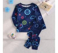 2 Stücke Baby/Kleinkind Jungen Aprikosen Minimalistisches Komplett-Muster Basketball Creolen Sport Muster Langarm Top und Leggings Pyjama Set