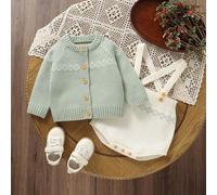 2 Stücke Baby/Kleinkind lässiges minimalistisches Set aus Rundhals-Langarm-Strickjacke und Latzhose