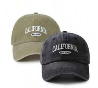 2 Stücke CALIFORNIA WEST COAST bestickte Vintage gewaschene Unisex Baseballkappen Trucker Hüte, Y2K Outdoor Sonnenschutz verstellbar Reise Urlaub Gesc