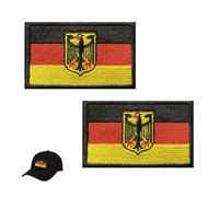 2 Stücke Deutschland Adler Patch klett Patches, Adler Schild Flaggen Wappen Eagle,Bundeswehr Germany Flag With National Emblem,Deutsche Militär Aufnäher,Deutsch Taktisch Zum Kleidung Taschen Rucksack