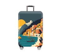 2 stücke Dicke Elastische Cartoon Gepäck Schutzhülle Zipper Anzug Tasche Koffer Abdeckungen Trolley Abdeckung Reise Zubehör FüR Koffer(Romantic City,M 22-24 inch)