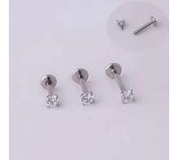 2 Stücke Edelstahl innen Gewinde Labret Ohrstecker Piercing Schmuck Kubikzirkonia Knorpel Helix Tragus Nasen Ohrringe für Frauen Lippenstecker