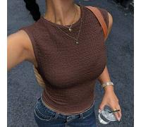 2 Stücke einfarbiges strukturiertes Tanktop, lässig minimalistisch vintage elegant vielseitig für Pendeln, Strand, Urlaub, Damen Sommer