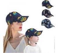 2 STÜCKE Familien-passende Baseballmützen Mutter Baby Blumenkappe Denimmütze Eltern-Kind Schirmmütze Verstellbare lässige Sonnenblende