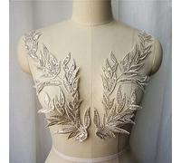 2 stücke Gold Blatt Blätter Spitze Stoff Pailletten Bestickt Kleid Applikationen Kragen Nähen Patches Für Hochzeit Dekoration Kleid DIY