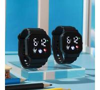 2 Stücke Jungen-Mädchen quadratische Fußball Herz-förmige Kinder Uhr mit LED Digital Armband Uhr, erschwingliche Schulzeit Uhr geeignet für Schüler, m