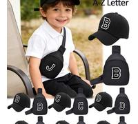 2 Stücke Kinder Baseballkappe Set: 26 Buchstaben Muster Trucker Hut + Brusttasche, modischer lässiger Sonnenhut, praktische Mini-Münztasche, geeignet