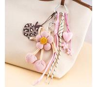 2 Stücke Luxus Schlüsselanhänger Set, strapazierfähige Kunstschlüsselanhänger mit Kaffeetassen- & Blumenmuster (elegantes Design) und Bären- & Apfelmu