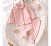 2 Stücke Neugeborenen Baby Rosa Süße Schleife Geprägtes Muster Strickjacke und Hose Lässig Komfortable Schlafanzug Set, geeignet für Herbst/Winter, we