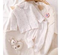 2 Stücke Neugeborenen Baby Weiche Baumwolle Schmetterling Muster Langarm Strickjacke und Fuß Hose Pyjama Set