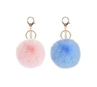 2 Stücke SchlüSselanhäNger PlüSch, Damen TaschenanhäNger ,Taschen AnhäNger Aesthetic Tasche Pom Bommel , Keychain für Puschel Plush PlüSchanhäNger PlüSchball Flauschig Ring Pompom flauschigen fluffy