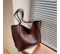 2 Stücke Set aus einfarbiger Schultertasche mit großer Kapazität und Clutch-Geldbörse, aus PU-Leder gefertigt, geeignet für Mädchen und Frauen für den