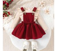 2 Stücke Set Baby Mädchen Langarm Bodysuit & Cord Latzkleid, Frühling/Herbst