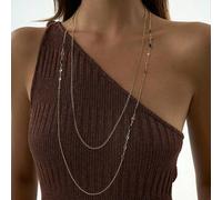 2 Stücke/Set Damen Halskette, Kupfer eingelegt mit bunten grünen, rosa, roten und weißen ovalen Glas-Kristall-Strass-Quasten, Doppelschicht Unendlichk