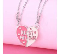 2 Stücke/Set Mädchen süße Mode Herz-förmige "Beste Freunde für immer" Halsketten Set, geeignet für den täglichen Gebrauch von Schwestern, Freundschaft