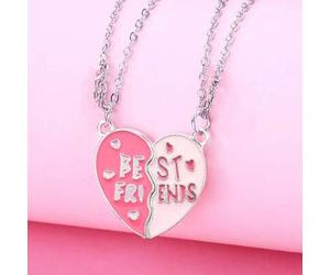 2 Stücke/Set Mädchen süße Mode Herz-förmige "Beste Freunde für immer" Halsketten Set, geeignet für den täglichen Gebrauch von Schwestern, Freundschaft