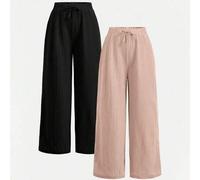 2 Stücke/Set Tween Mädchen Casual Woven Textured Bow Loose Wide Leg Pants, Freizeit-Urlaubsstil