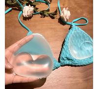 2 Stücke Silikon-Dreieck-BH-Einlagen, Polster, Enhancer - Eleganter Stil, einfarbig, handwaschbar, wiederverwendbar für Bademode und Bikinis, nicht te