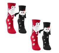 2 Stücke Stitch Magnetische Socken, Lustige Socken mit Magnetarmen, Flauschige Hand in Hand Weihnachtssocken, Witzige Geschenke für Frauen Männer Freundin, Weihnachten Jahrestag Hochzeitstag Geschenk