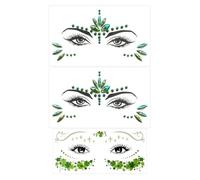 2 Stücke Strassgesicht Und Glitzer Rosa Gesicht, Glänzendem Gesichtsfeld, Vorübergehender Tattoo -Patch Und Make -Up -Ornamenten.