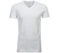 Ragman Herren 2 T-Shirt Doppelpack Bodyfit mit V-Ausschnitt, Weiß, M