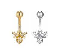 2 Teile/Satz Kleine Biene Nabelringe Zirkon Frauen Bauchnabelpiercing Ohrring 14g Barbell Strand Sommer Schmuck