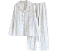 2-teiliges Damen-Pyjama-Lounge-Set mit Blumenmuster, Y2K, langärmelig, V-Ausschnitt, Button-Down-Shirt, Oberteil und gerades weites Bein, Nachtwäsche, Pyjama, passende Nachtwäsche, Outfit, Homewear,