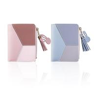 2-Teiliges, Farblich Passendes Portemonnaie, Kurzes Portemonnaie Mit Reißverschluss, Portemonnaie Mit Mehreren Kartenfächern, Damenkartenetui, Quadratische Clutch, Geldbörse Mit Quastenanhänger