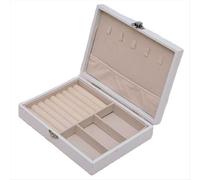 2-teiliges Schmuck-Organizer-Set - Tragbare Aufbewahrungsbox für Halsketten, Ohrringe, Ringe und Accessoires, weiß