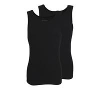 TOM TAILOR Herren Tank-Top, Baumwolle, Doppelripp, schwarz, Uni, 2er Pack S