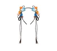 2 Vintage Blume Haarband für Kinder, elastisches Stirnband mit Zopf & Toupet Mädchen Mode Haarschmuck Langhaar Prinzessin Haarteil Cosplay Geflochtene Perücken für Mädchen