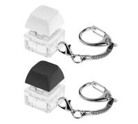 2 x Keyboard-Schlüsselanhänger, Spielzeug-Tastatur, abnehmbar, geprägtes Spielzeug (weiß + schwarz)