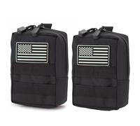 2 x MOLLE-Taschen, Westentasche, Gürteltasche, Hüfttasche, EDC MOLLE-Zubehörtasche, kleine Utility-Tasche mit Flaggen-Patch, Schwarz