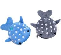 2 x niedliche Walhai-Münzgeldbörse, Hai-Geldbörse, ästhetisches Kawaii-Zubehör mit Reißverschluss, lustige kleine Plüsch-Mädchen-Geldbörse, Damen-Münzgeldbörsen und Taschen, Herrenmode (Blau und Grau)