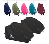 2 x Outdoor World Premium Schuhtasche - Wasserabweisend, mit weitem Reißverschluss, Unisex-Schuhtasche für Wander, Fußball, Rugby und Golfschuhe-Geeignet für Erwachsene, Herren und Damen (2 x Schwarz)