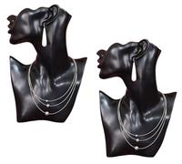 2 x Schmuckbüste schwarz | Schmuck-Mannequin Büste als Schmuckständer für Ketten, Ohrringe | Schaufensterpuppe Weiblich Kopf/Schulter für Präsentationen von Schmuck | Kettenständer Ohrring Display
