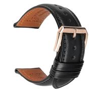 20/22/24 mm breites Uhrenarmband aus weichem Rindsleder, passend for Longines/Casio/DW(Black RG,18mm)