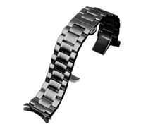 20 22 24 mm gebogenes Edelstahlarmband passend for Casio EFR-526/303/304/530/556/552(A black,20mm)