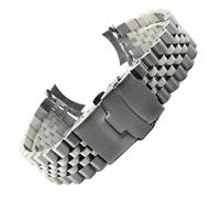 20/22 mm breites, massives Edelstahl-Uhrenarmband mit gebogenen Enden, passend for Seiko SKX007/SKX009/SKX011(WZ-silver,20mm with logo)