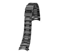 20/22 mm Edelstahl-Uhrenarmband mit gebogenen Enden, passend for Casio Duro MDV106-1A, MDV-106 und MDV107-1A(Black)