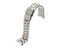 20/22mm Männer gebogenes Ende Edelstahl Metall Uhrband Uhr passend for Seiko/Timex/Citizen/Casio(A Silver golden,18mm)