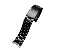 20/22mm Männer gebogenes Ende Edelstahl Metall Uhrband Uhr passend for Seiko/Timex/Citizen/Casio(B Black,22mm)