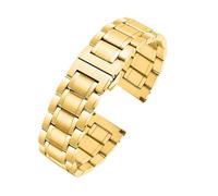 20/22mm Männer gebogenes Ende Edelstahl Metall Uhrband Uhr passend for Seiko/Timex/Citizen/Casio(C golden,18mm)
