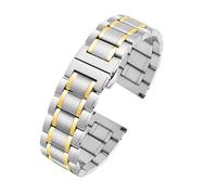 20/22mm Männer gebogenes Ende Edelstahl Metall Uhrband Uhr passend for Seiko/Timex/Citizen/Casio(C Silver golden,22mm)
