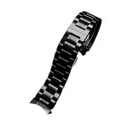 20/22mm Männer gebogenes Ende Edelstahl Metall Uhrband Uhr passend for Seiko/Timex/Citizen/Casio(C Black,24mm)